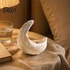 Warm Touch Home Accessory 3D Printed Feather & Crescent Moon Trinket Dish, Silk White Matte Decorative Design Storage Bowl, Artistic Multi-Functional