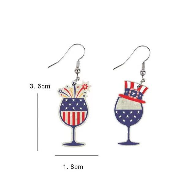 European Handmade USA Independence Day Earrings with Butterfly, Unicorn, Smiley Face, Star, and Woman Head Designs
