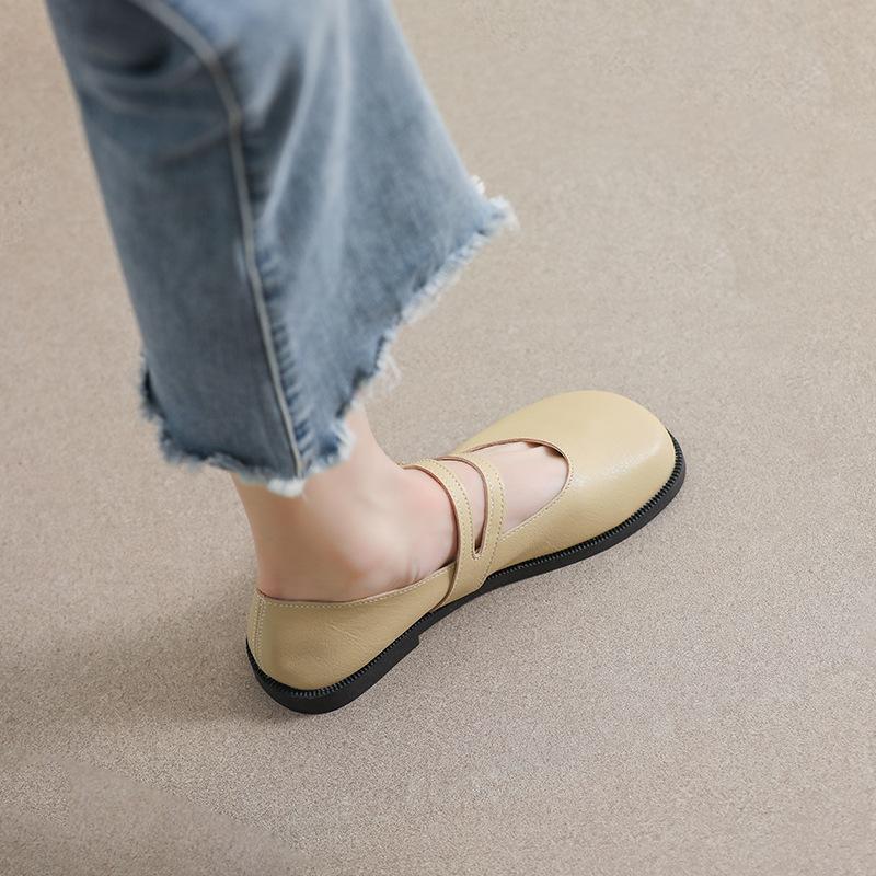 9693 -2 Pantofi plati în stil japonez francez Pantofi Mary Jane ocazional pentru femei Versiune coreeană Cu fund moale Curea cu un singur cuvânt Pantofi pentru femei de mărime mare