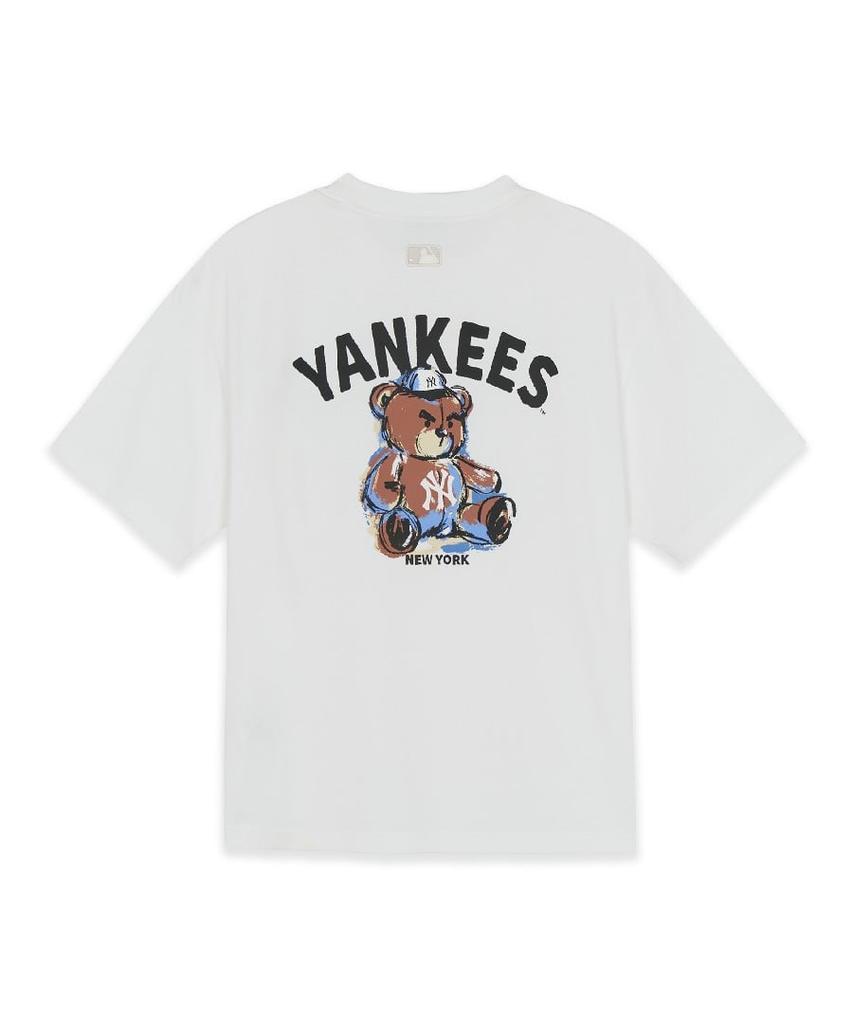 Emelbi Mega Bear Back Graphic Oversized Short Sleeve T-Shirt Ny (White)
