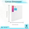 Eduway Medium Grain 8X10 Inch - Cotton Pre Stretched Canvas With Wooden Frame For Painting, White - (Set Of - 8 Pcs) - (