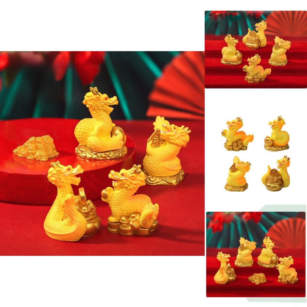 Premium Golden Dragon Desktop Decor With Auspicious Symbols For Car Or Home