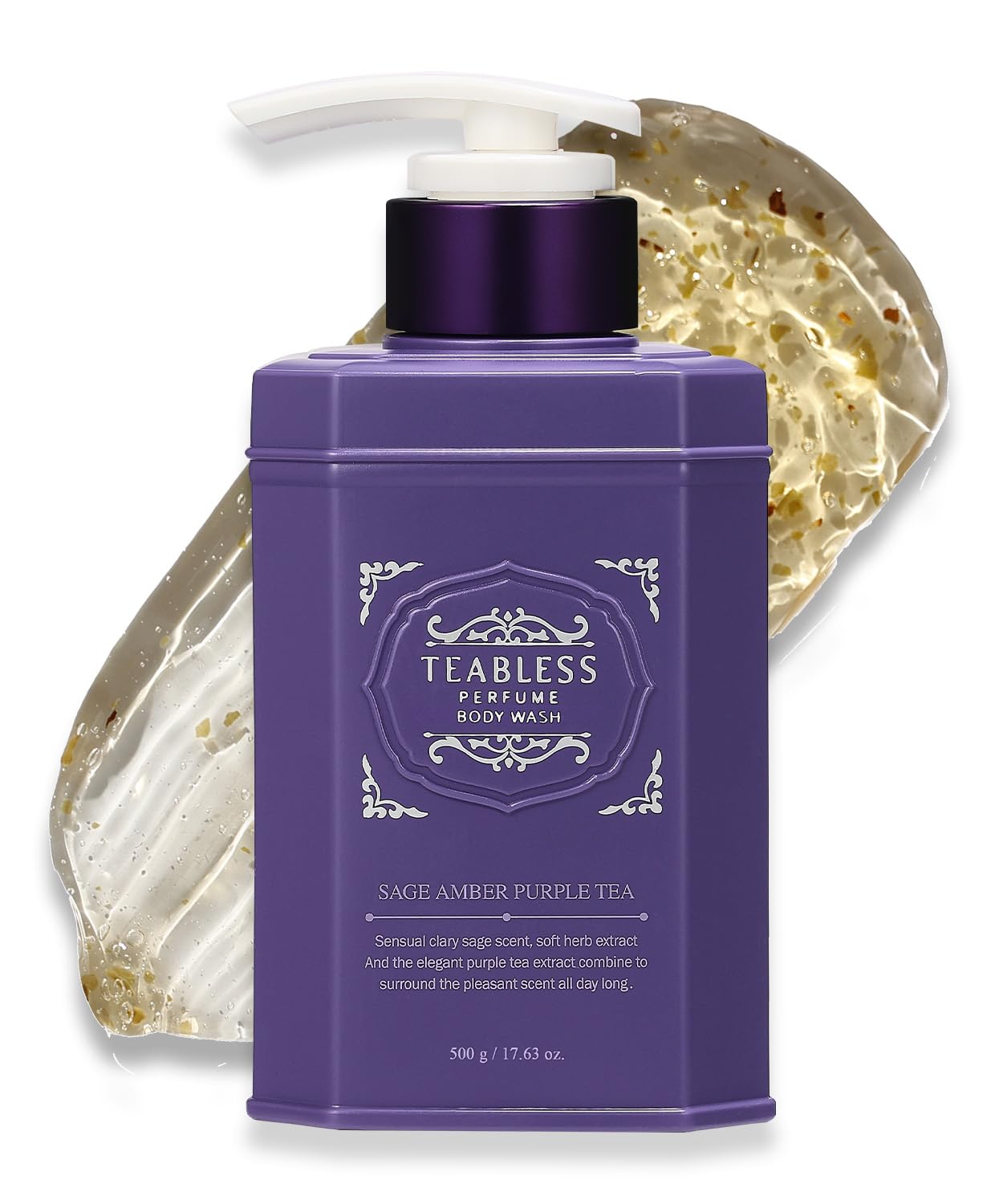 

[Official] TEABLESS Sage Amber Purple Tea Perfume Body Wash 500g Tea and Amberwood Scent, Fine Scrub, Rich Lather, Moisturizing, Hypoallergenic Body