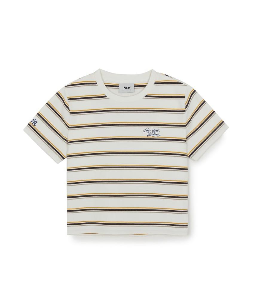 Emelbi Women'S Sporty Striped Crop Short Sleeve T-Shirt Ny (D.Ivory)