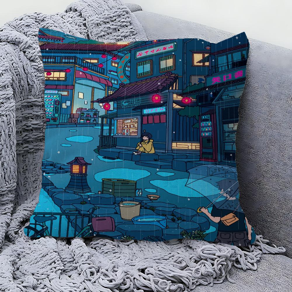 Japanese With You Weathering Anime Stitch Lucky Dragon Pillow Cover Sofa Cushion Cover Home Room Decoration Children Gift 40x40 cm