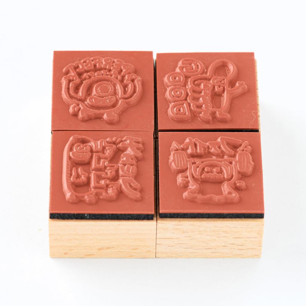 Taiyo Tomar Monster Rating Gummi Perfekt Gut Stempel, 4-teiliges Set, Check, Fight, RT-ic4mon-S03