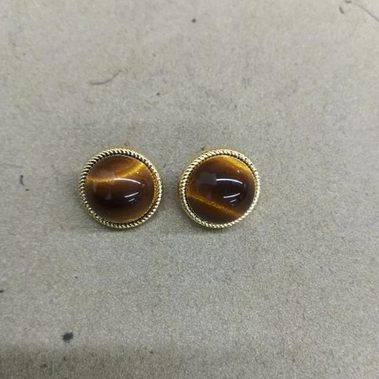 18k Gold-Plated Geometric Resin Earrings - Retro Autumn/Winter Design