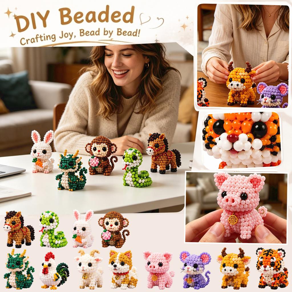 DIY Beaded Animal Kit Chinese Zodiac Series Rat Model Handcraft Set for Creative Assembly and Home Decoration Gift Crafting
