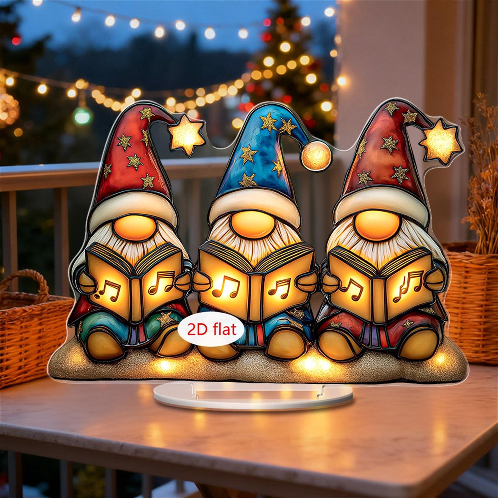 

Three SantaClaus Reading Music Books 2D Acrylic Home Living Room Study Desk Decoration One Size