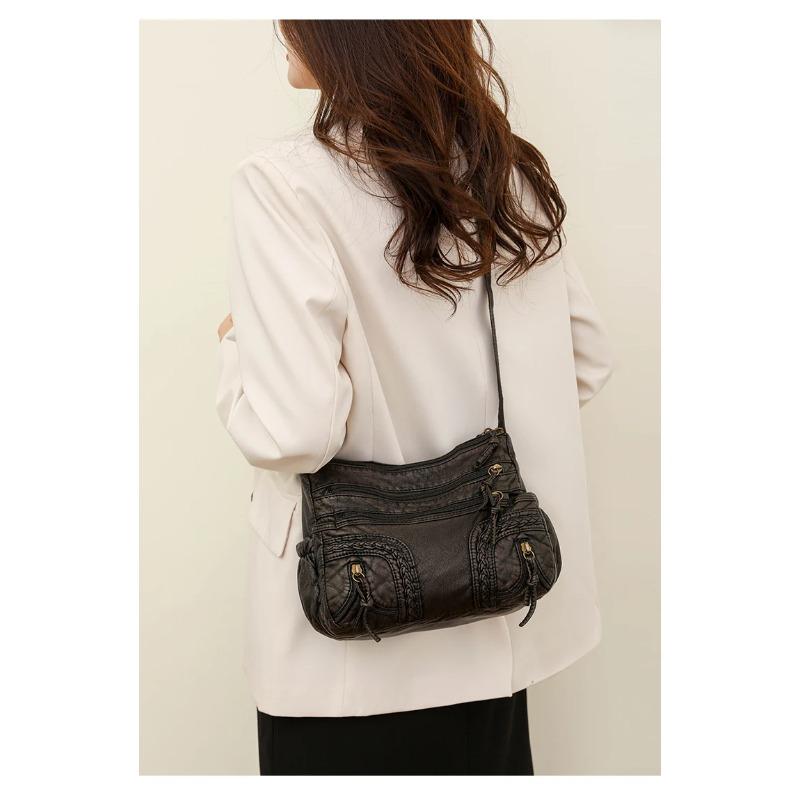 Vintage-Style Distressed Hobo Bag with Tassel Details Casual Crossbody Purse for Women Large Capacity Shoulder Bag Women's Stylish Handbag