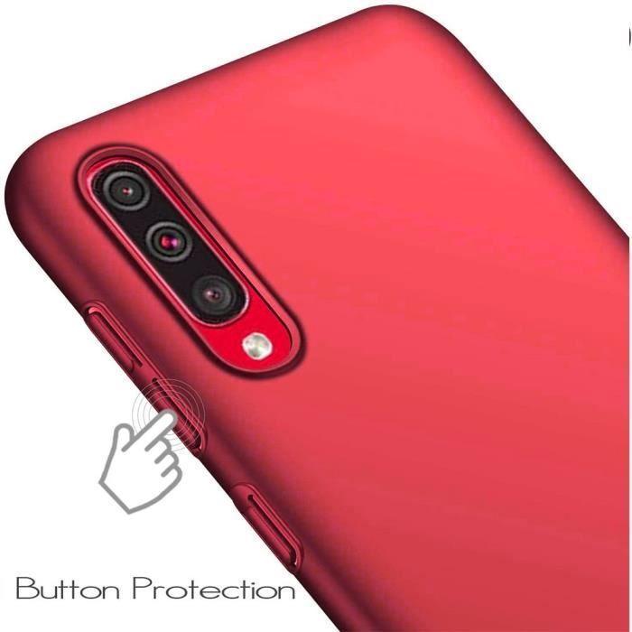 Protective Case - BOOLING - for Samsung Galaxy A70 - Soft Silicone - Red - Set of 2 Tempered Glass