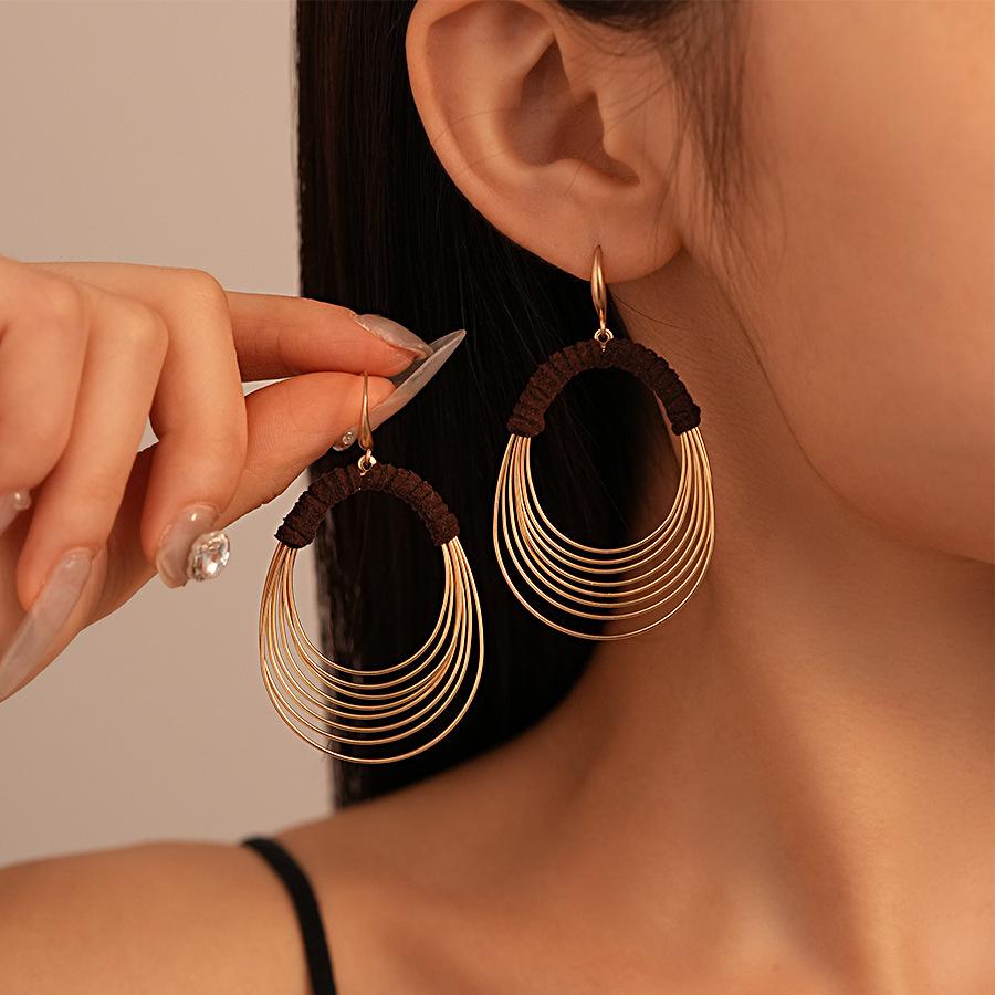 Multi-layer Circle Ear Hook Geometric Earrings, Elegant and High-end Earrings for Women