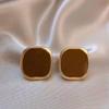 Amber Coffee French Retro Luxury Earrings - Women's Elegant Studs with Niche Design
