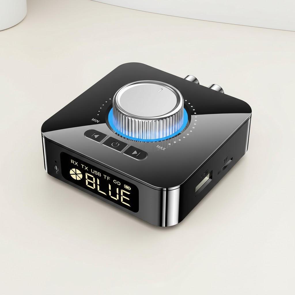 

Bluetooth 5.0 Wireless Audio Adapter Digital Display 2in1 Receiver Transmitter AUX Converter Portable Audio Streaming Device чорний