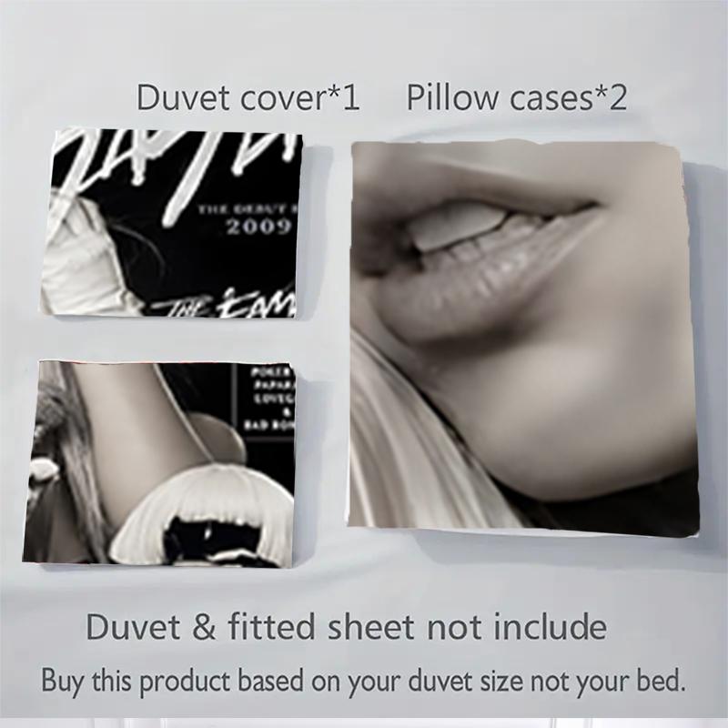 3Pcs Lady Gaga Fame Monster Era Bedding Sets For All Sizes New 3D Printed Bed Cover Comforter Duvet Cover Pillowcase Bedroom Decoration