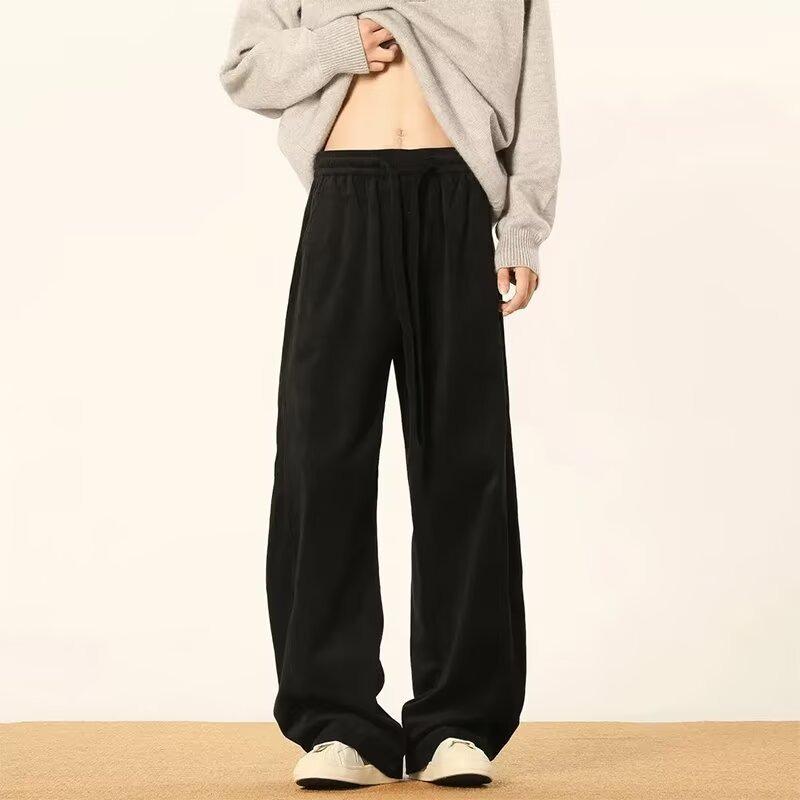 Retro Coffee Corduroy Pants Men's Winter Drape Wide-leg Pants Loose Casual Straight