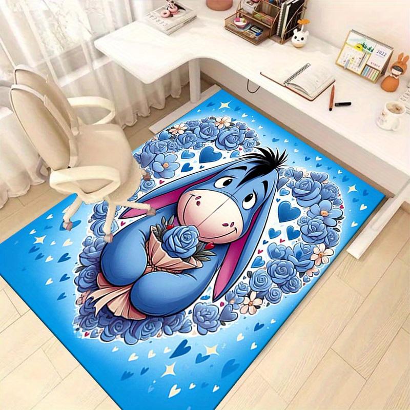 1pc Blue Floral Heart Shaped Rug for Home Decor, Office Carpet, Chair Cover, Outdoor Mat, Gift Idea - Cute Eeyore Designz4174