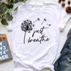New Summer  Dandelion Butterfly Print Women Tshirt Casual White and Black T-shirt Funny T Shirt Gift for Lady Young Girl Tops