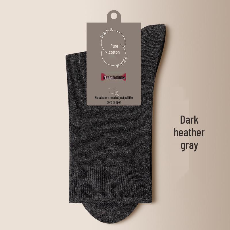 Svarta herrstrumpor i ren bomull till mitten av vaden - Varma, andningsbara och svettabsorberande för höst/vinter