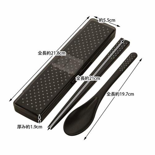Skater Combi Set Black Dot Chopsticks 21cm Spoon Dishwasher Safe for Men CCS45SA