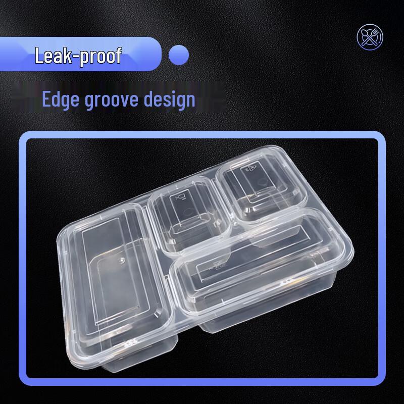 Disposable 4-Compartment Microwavable Food Containers