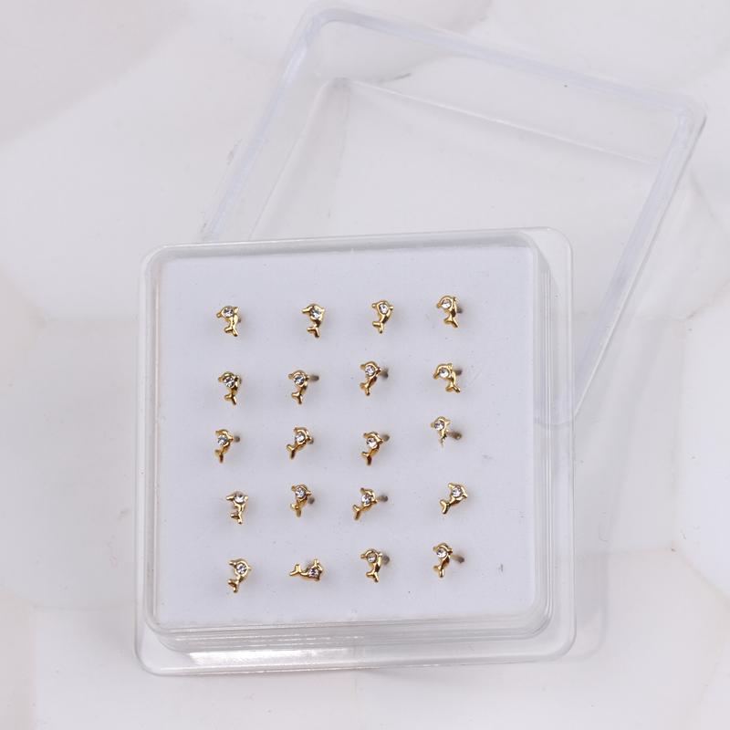 Karnoz 20Pcs/Pack Nose Stud Dragonfly Design Women Girls Nose Piercing Jewelry Piercing Nostril Piercing Jewelry Body Piercing