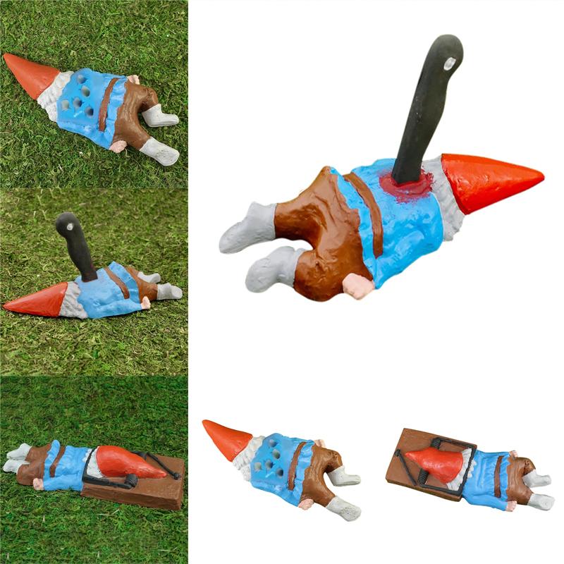 Zombie Garden Gnome Statues Dwarf Yard Creative Funny Sculptures Decor Home