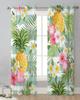 Ananas und tropische Blume Transparente Vorhänge zur Wohnzimmerdekoration Fenstergardinen für die Küche Tüll Voile Organza Vorhänge