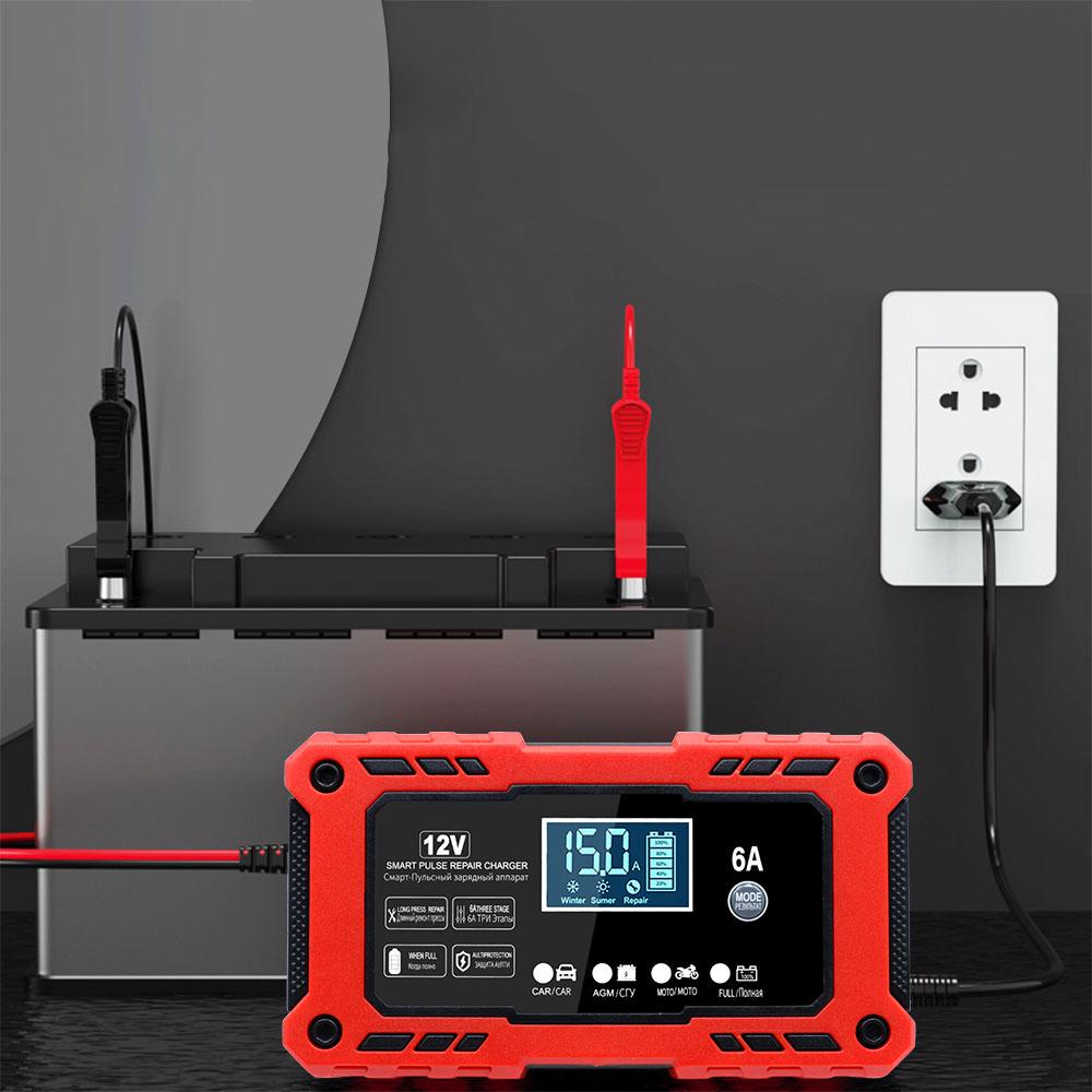 Portable Battery Maintenance SUV 12V 6A Car Motorcycle Battery Charging Intelligent Pulse Repair Lead-Acid Smart Battery Charger