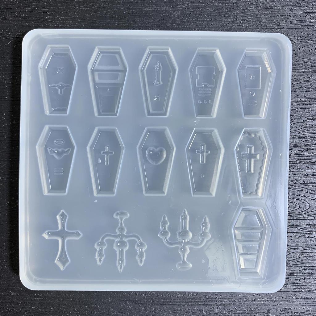 Coffin Shape Silicone Mold Card Accessory Resin Mold Quicksand Filler Keychain Earring Pendant Epoxy Mold DIY Craft Tool