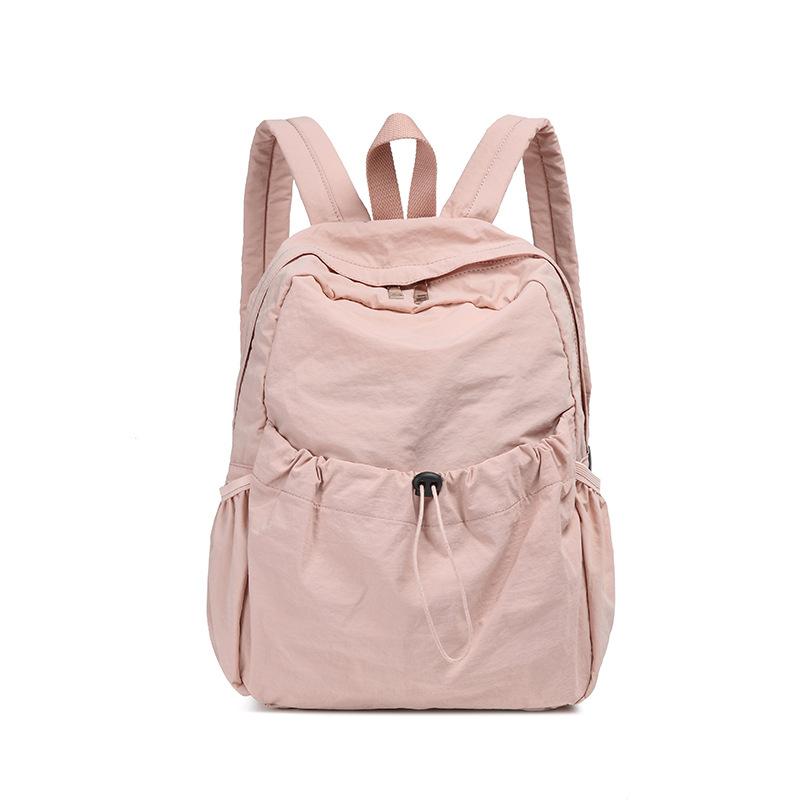 Solid Color Nylon Backpack Large Capacity Casual Simple College Students Unisex Versatile Lightweight Backpack
