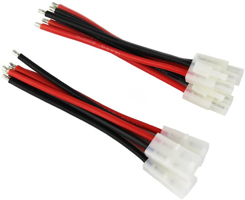 Sada 3 párů Tamiya konektorů samec-samice | 14AWG adaptérové kabely 10cm | Ideální pro RC LiPo baterie – Červené