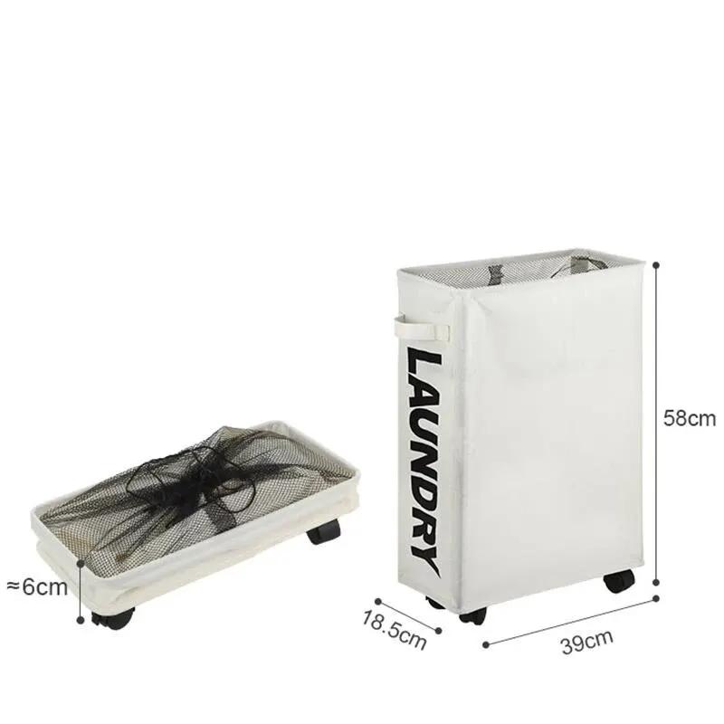 1 Stück 22" Rollender schmaler Wäschekorb mit Ständer, faltbar, wasserdicht, Sortierer und Organizer auf Rädern, hoch, dünn, Wäschekorb für schmutzige Wäsche