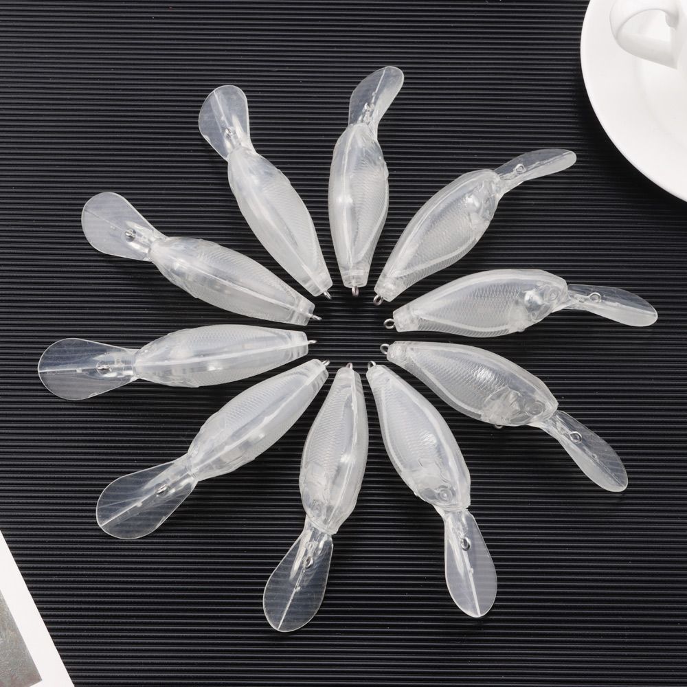 10Pcs Unpainted Blank Minnows Fishing Gear Fishing Wobbler Hard Bait Fishing Lure Fake Bait