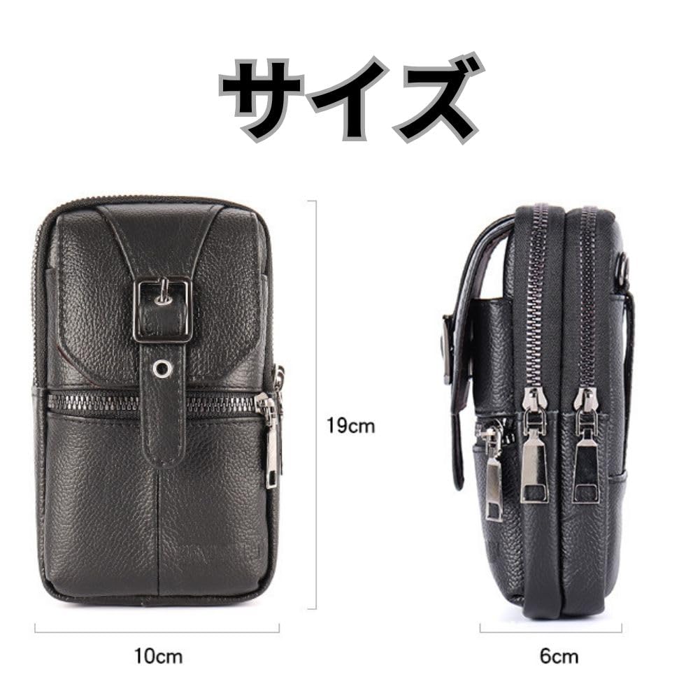 Smartphone Shoulder Pouch for Stylish Loss Cowhide Multifunctional D.Stomo 3-Way Pouch, Bag/Belt Men, Design, Prevention, Safe, Leather, (Dark Brown)