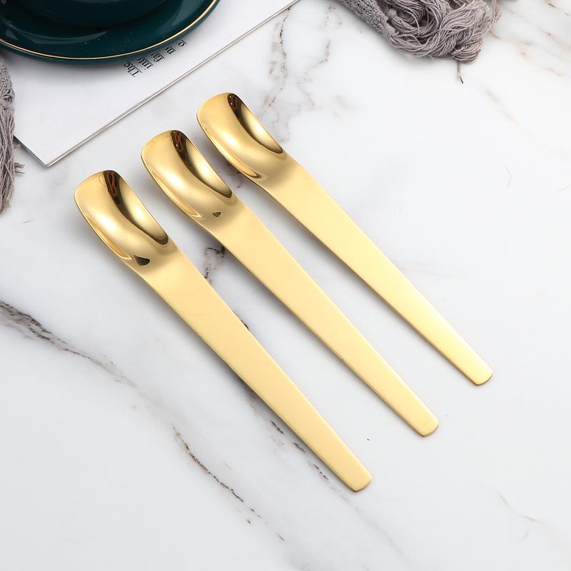 Stainless steel flat head spoon household dessert spoon dumpling spoon stuffing spoon long handle digging spoon ice cream cake spoon
