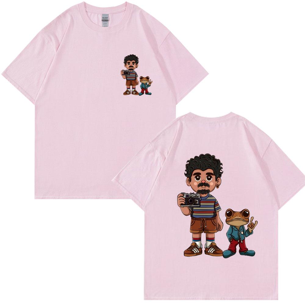 Rapper Bad Bunny Debi Tirar Mas Fotos DTMF Gewaschene T-Shirts Cartoon Frosch Klassisches Hip Hop T-Shirt Unisex Damen Baumwolle Übergröße T-Shirts