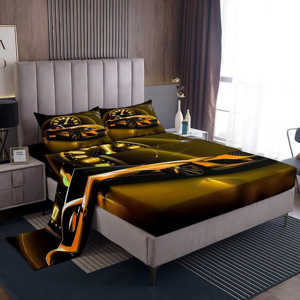 Ocean Animal Shark Pattern Bed Hat Four-Piece Bedding Set Bedroom Dormitory Bedding Decoration