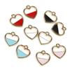 10Pcs 15x16mm Heart Shape Metal Alloy Enamel Charm Pendant Beads for DIY Jewelry Findings