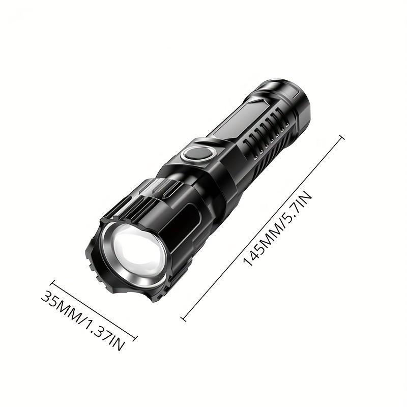 1 PCS Multifuncional Outdoor Strong Light LED Telefoto Zoom Lanterna, Plástico USB Recarregável Lanterna Adequada para Camping e Pesca ao Ar Livre