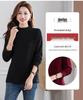 Velvet Semi-High Neck Long Sleeve Women's Plus Size Autumn T-Shirt