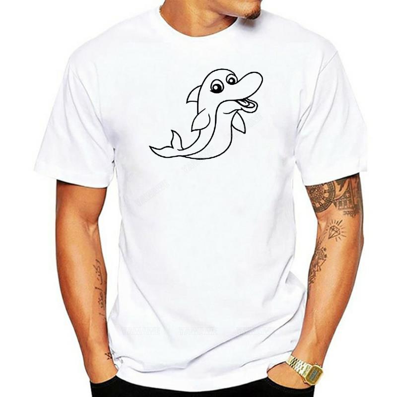 

Brand man teeshirt Painted Small Delfin Cute Cute Naughty Comic Cartoon T Shirt Harajuku TShirts ShortSleeve Pop Top Tee S