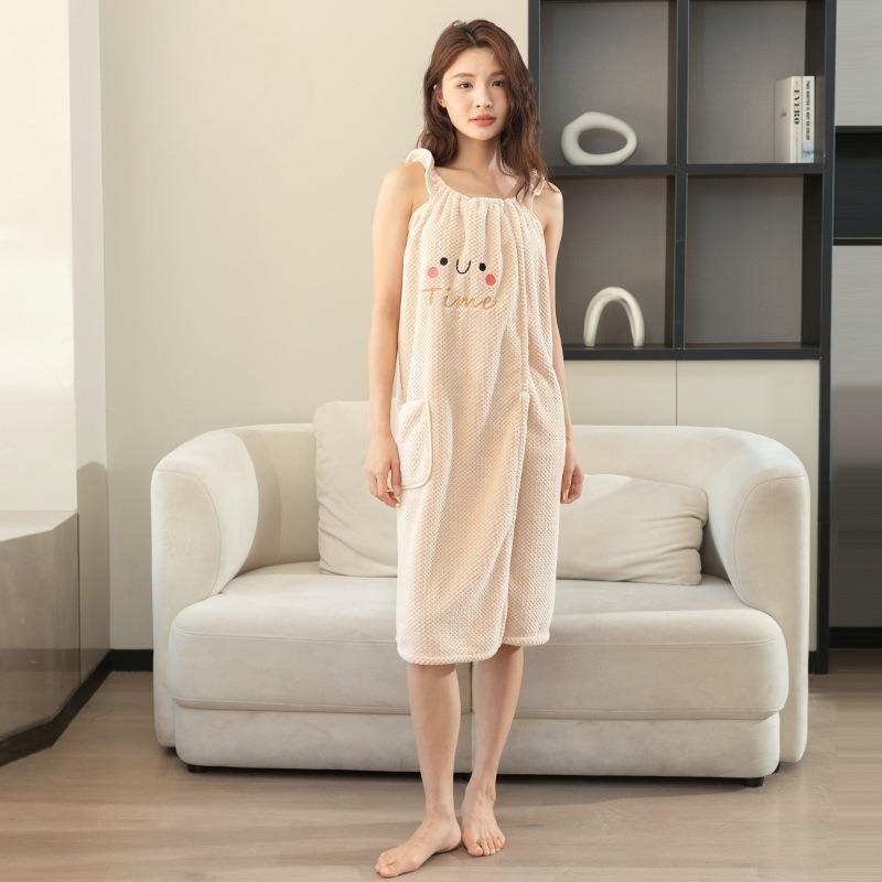 

Платье для душа в клетку из кораллового бархата с рисунком ананаса для взрослых студентов, подходит для домашнего использования. Банные полотенца для женщин, мягкие и впитывающие, плотный халат 90*130cm