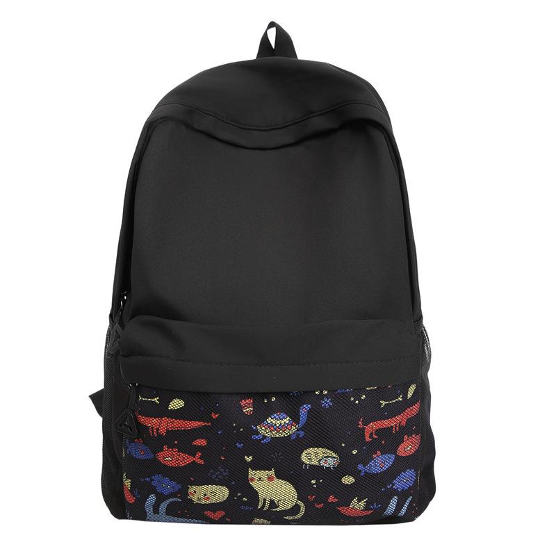 

Korean Versatile Edition Large Capacity Lightweight Backpack Fashion Backpack Student ins College Wind Nylon School Bag чорний