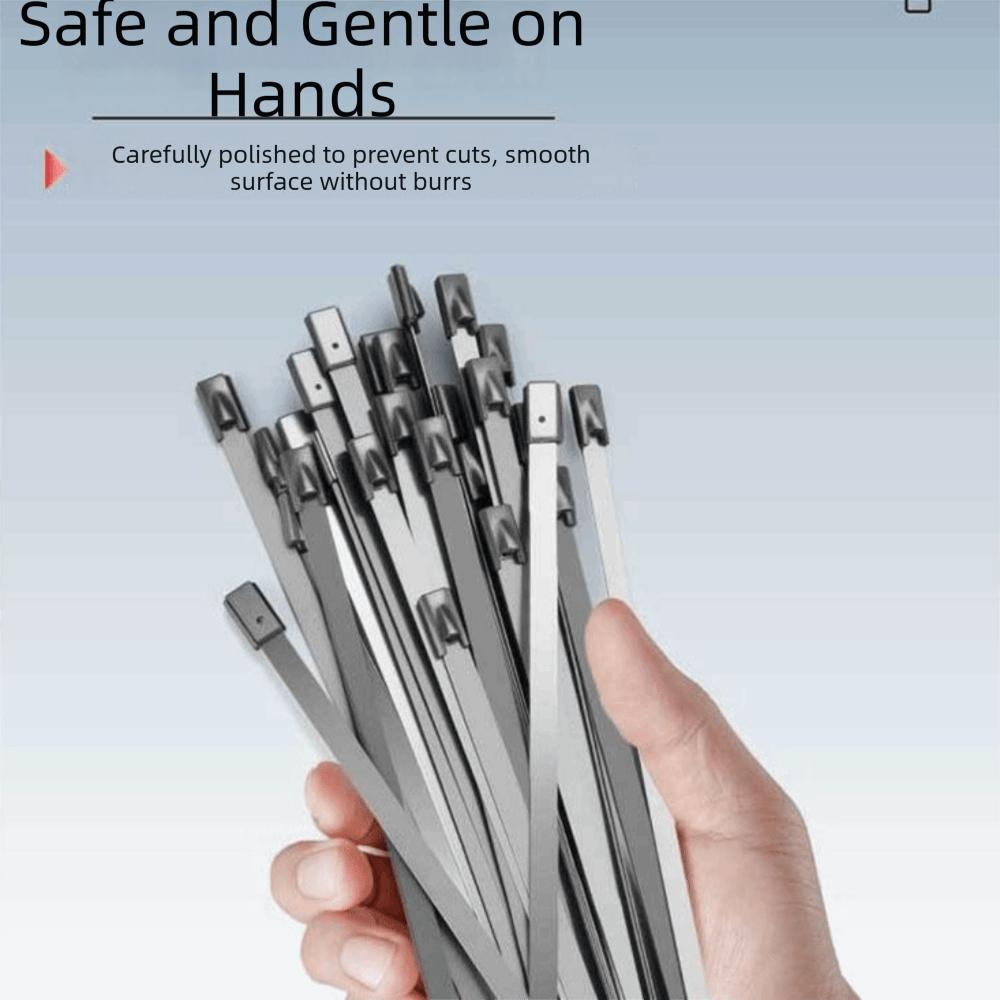 100Pcs 304 Stainless Steel Self-Locking Cable Ties Heat Proof Self-locking Fastening Rings  Vehicles