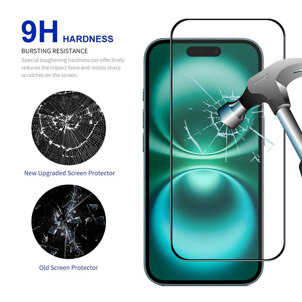 For iPhone 16 Plus HD Clear Film ENKAY HAT PRINCE Tempered Glass Screen Protector with Installation Tool
