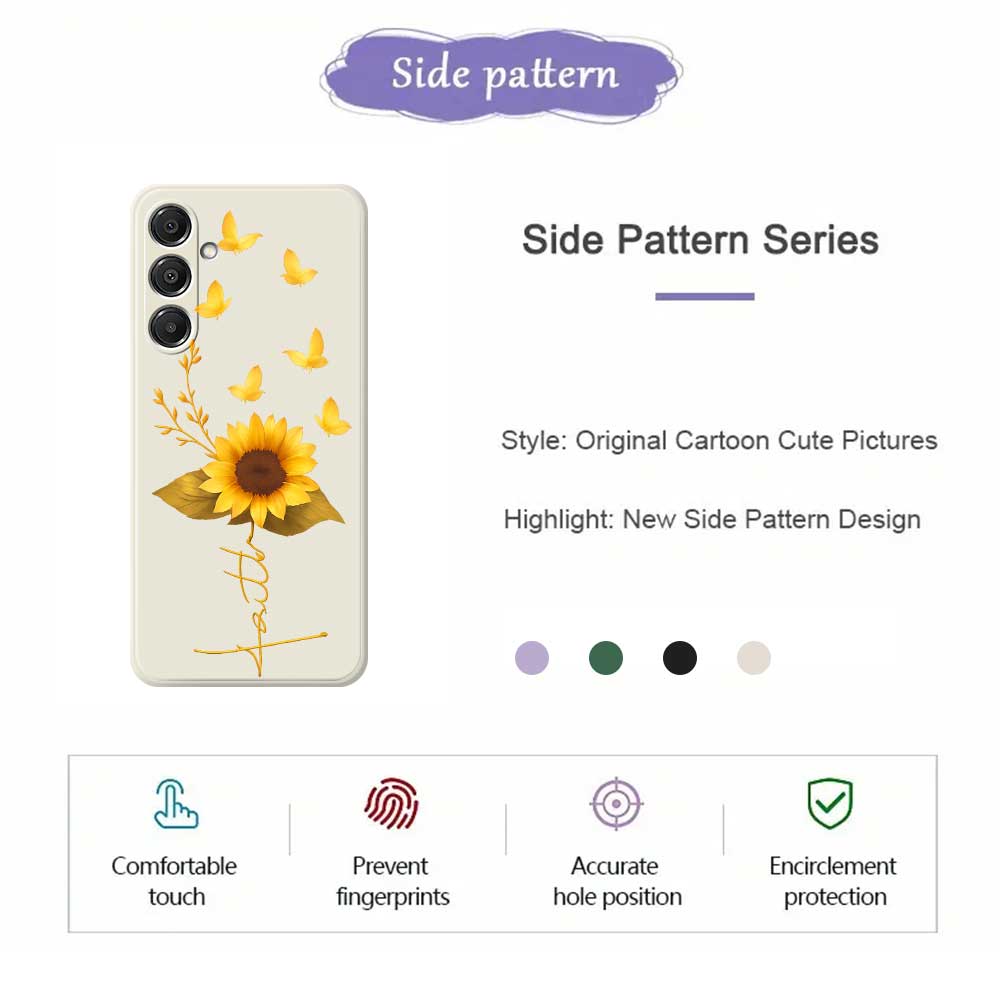 For Samsung Galaxy A16 5G/4G Case Golden Butterfly Sunflower Pattern Printing Straight Edge TPU Phone Back Cover