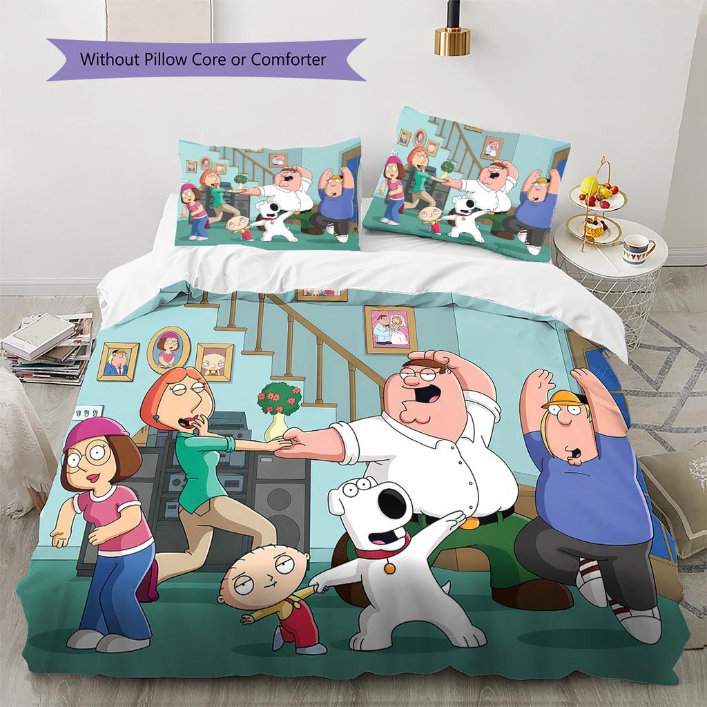 Family Guy Pattern Bedding,Quilt Set Quilt Cover Pillowcase Home Birthday Gift (1 * duvet cover + 2 * pillowcase, without core)