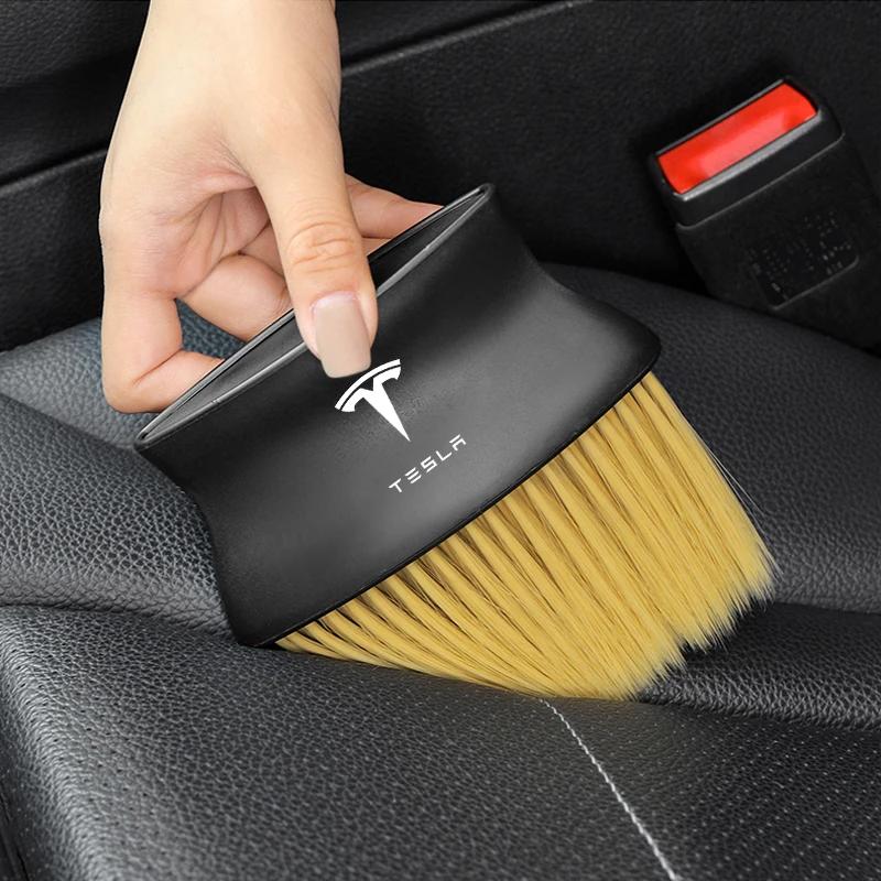 Zachte Borstel Auto Airconditioning Reinigingsborstel Auto Wassen Stofreiniger voor Tesla Model 3 X Y 2022 2021 Middenconsole Wieldeksels