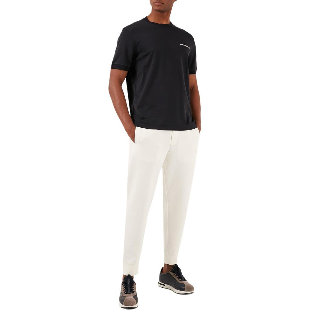 Emporio Armani Solid Color Round Neck Drop Shoulder Casual Short Sleeve T-Shirt Men tops Black 3D1TN3-1JOCZ-0966